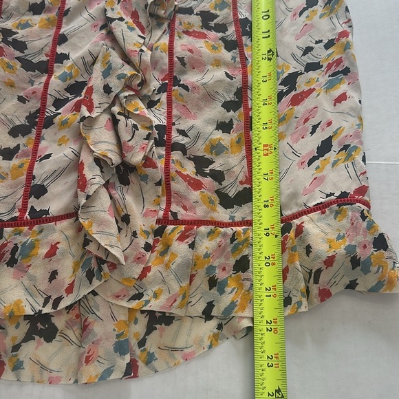 Diane Von Furstenburg Floral Print Silk Button Down 3/4 Sleeve Top Womens Size 6 - Picture 9 of 13